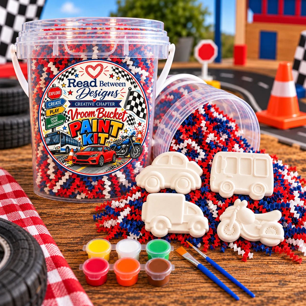 Vroom Bucket paint kit artwork