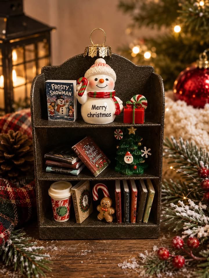 Miniature bookshelf ornament